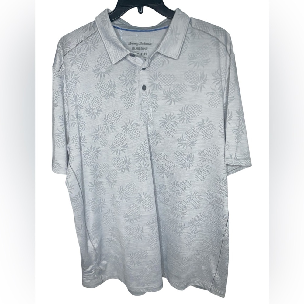 Tommy Bahama Grey Pineapple Palm Coast Island Zone Polo Shirt XXXL - 3XL